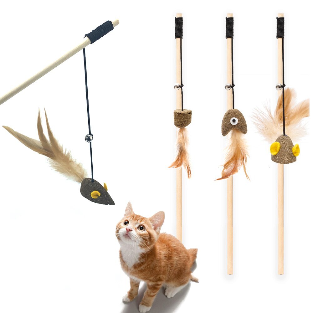 Dangling mouse wand toy for cats