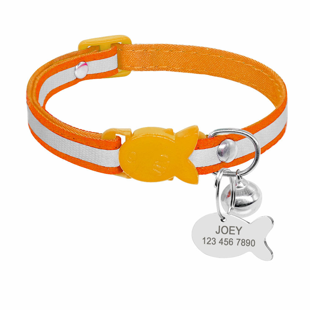 Personalised reflective bright cat collars with small bell