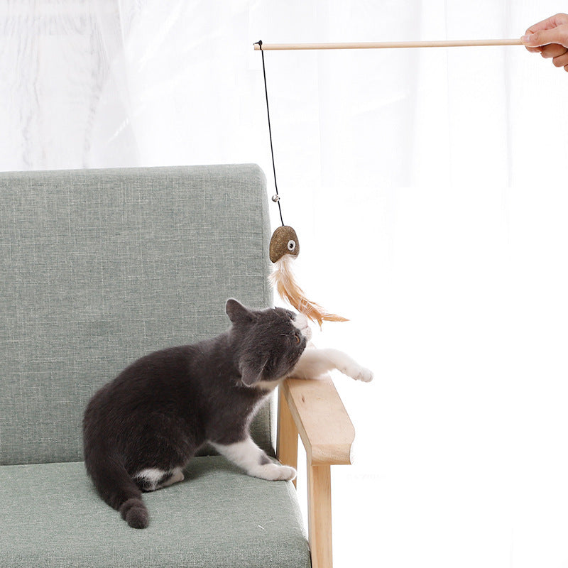 Dangling mouse wand toy for cats