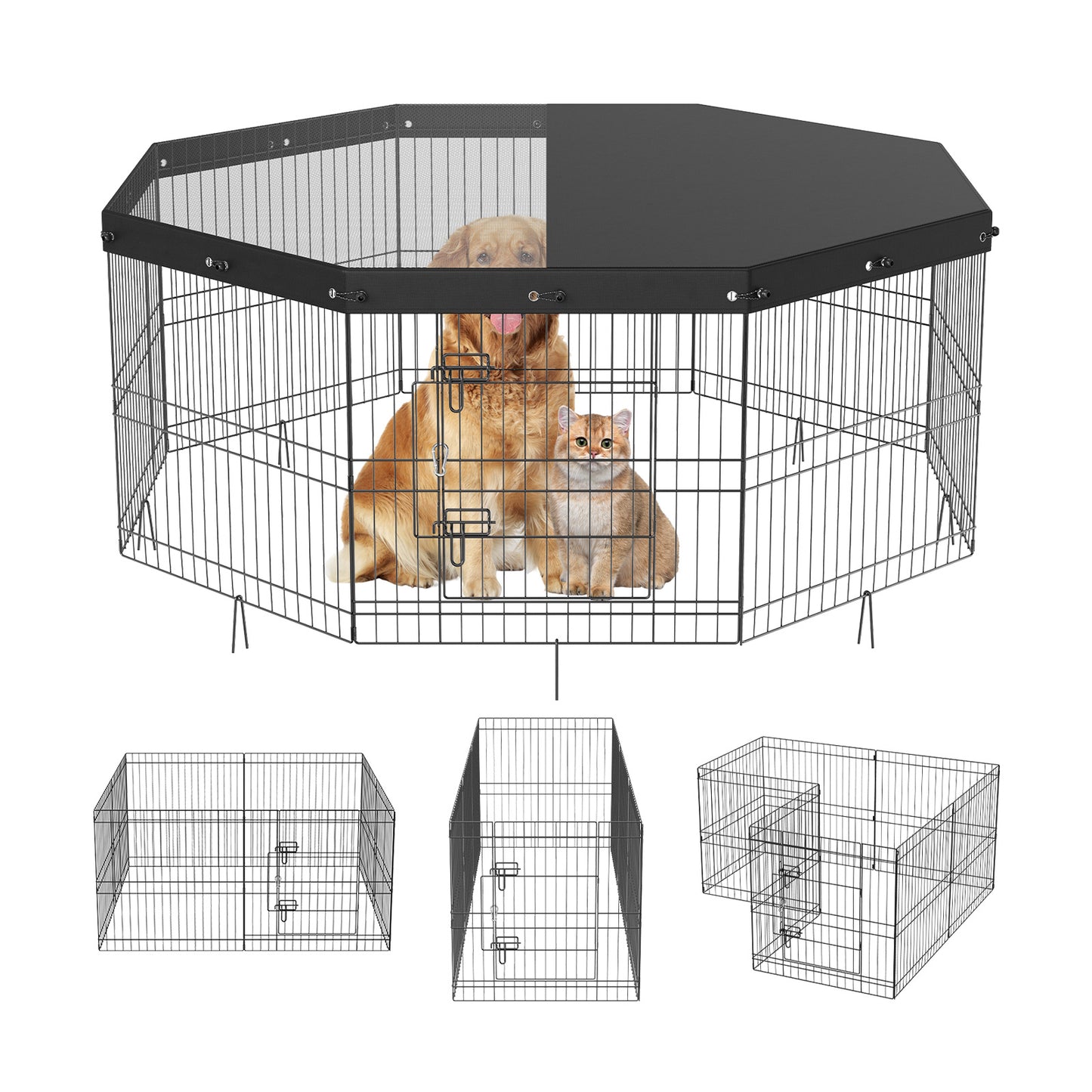8 Panel pets playpen with shading barrier from the sun