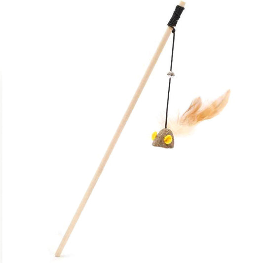 Dangling mouse wand toy for cats